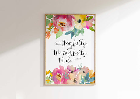 Psalm 139 4 Prints, You are fearfully and Wonderfully Made Wall Art, Fearfully and wonderfully made decor, christian art