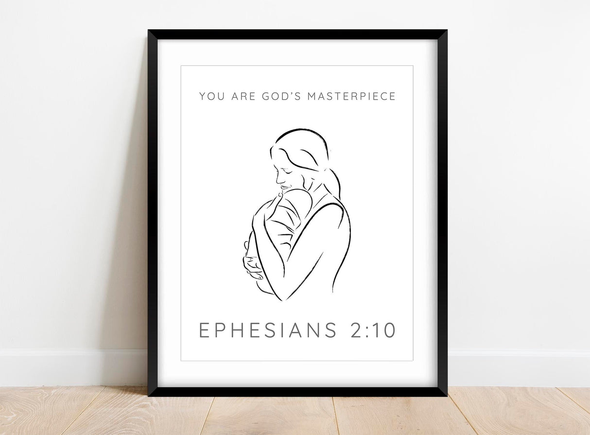 Ephesians 2:10 Christian Wall Art, Inspirational Scripture Artwork, God's Masterpiece Minimalist Print