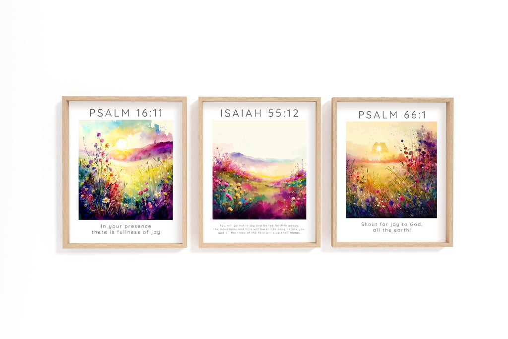 oy Bible Verse Print Set : Three framed prints with Bible verses. 