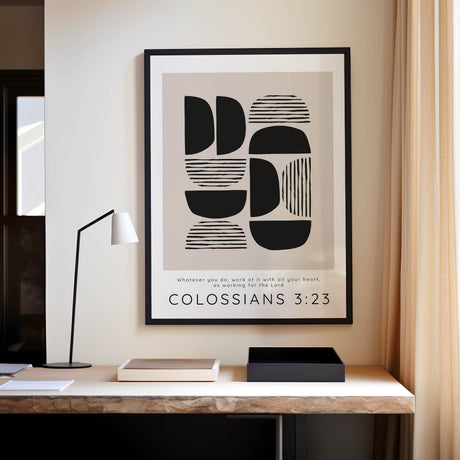 Colossians 3:23 – Bible verse print combining modern design and faith.