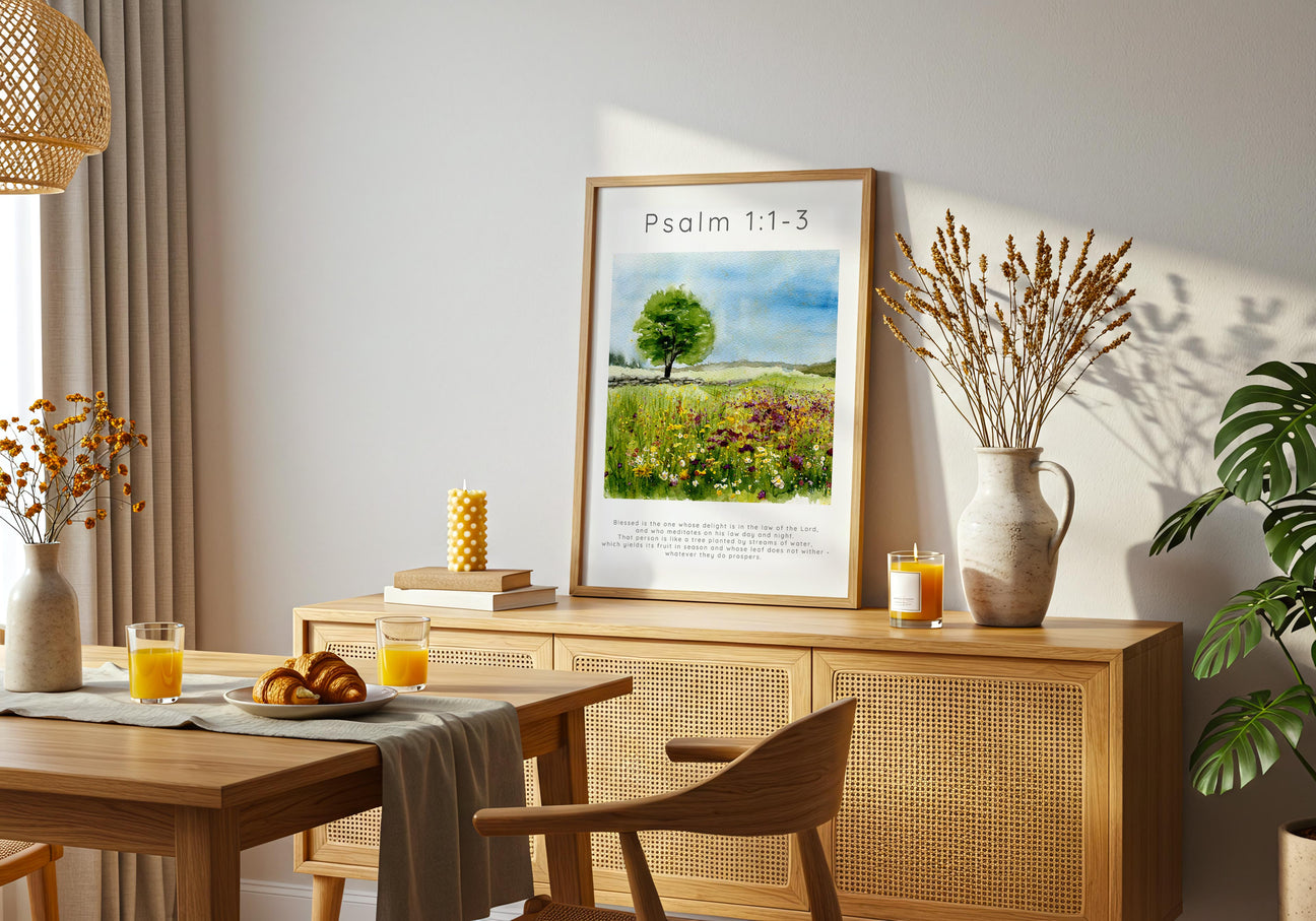 Book of Psalms – Bible verse print collection featuring Christian scripture wall art offering comfort, praise and trust in God.