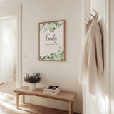 Christian wall art print featuring Joshua 24:15 with the words “But as for me and my house, we will serve the Lord,” framed by elegant botanical leaves.