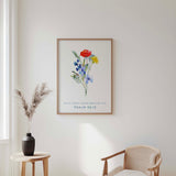 Psalm 96:13 - Inspirational Christian wall art with delicate wildflowers and scripture celebrating creation rejoicing before the Lord.