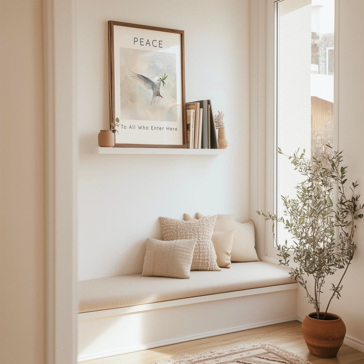 Peace To All Who Enter Here – Contemporary peace print perfect for modern homes.