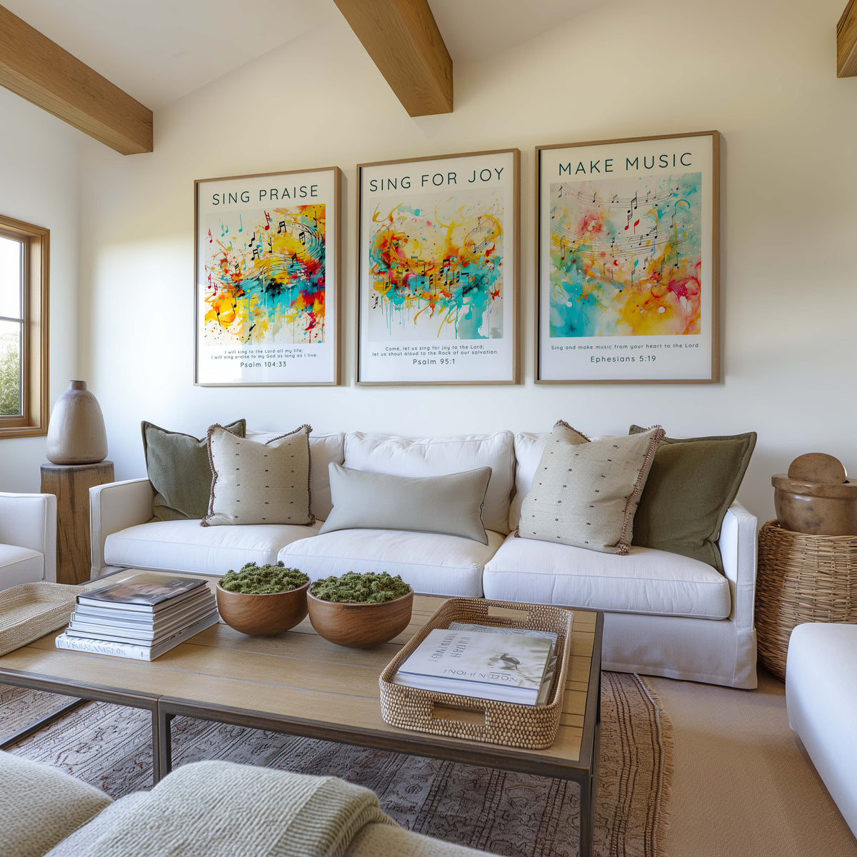 Ephesians 5:19 – Faith wall art featuring musical notes and vibrant tones.