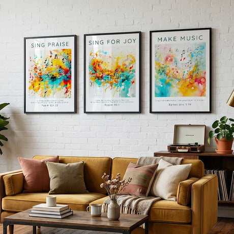 Ephesians 5:19 – Faith wall art featuring musical notes and vibrant tones.