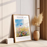 Psalm 103:1 – Christian wall art with floral meadow design.