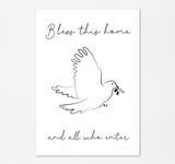 Religious wall decor with scripture, Dove carrying olive branch print, House blessing wall art, Christian artwork home decor
