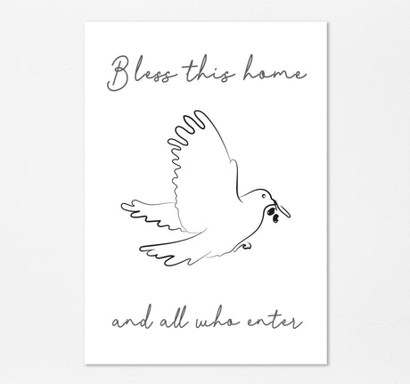 Religious wall decor with scripture, Dove carrying olive branch print, House blessing wall art, Christian artwork home decor