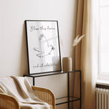 Bless This Home – Christian wall art print featuring minimalist dove illustration and blessing for the home.