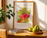 Jeremiah 17:7–8 – Trust in the Lord scripture wall art with watercolour apples Christian decor.