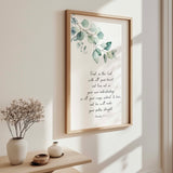 Proverbs 3:5–6 – Bible verse print featuring botanical leaves and scripture encouraging trust in God and straight paths.