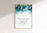 Do Not Be Anxious Christian Wall Art Print, Philippians 4 6 Poster, Abstract turquoise and black ink print, Neutral Faith Art