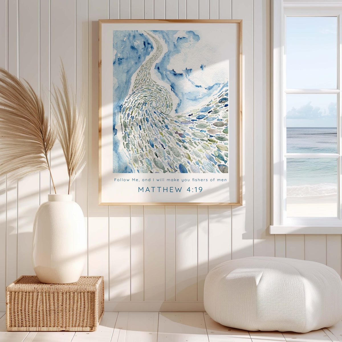 Matthew 4:19 – Fishers of men scripture print Christian home decor.