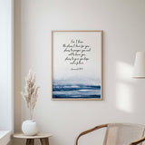 Jeremiah 29:11 - Christian Bible verse wall art featuring plans to give you hope scripture with serene indigo water background.