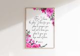 For I Know The Plans I Have For You Bible Verse Print Jeremiah 29 11, Floral scripture wall art Jeremiah 29:11