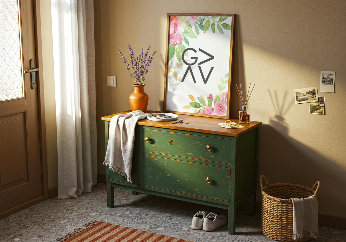 God Is Greater Than The Highs And Lows – Faith inspired wall art print with botanical watercolour design offering comfort and hope.