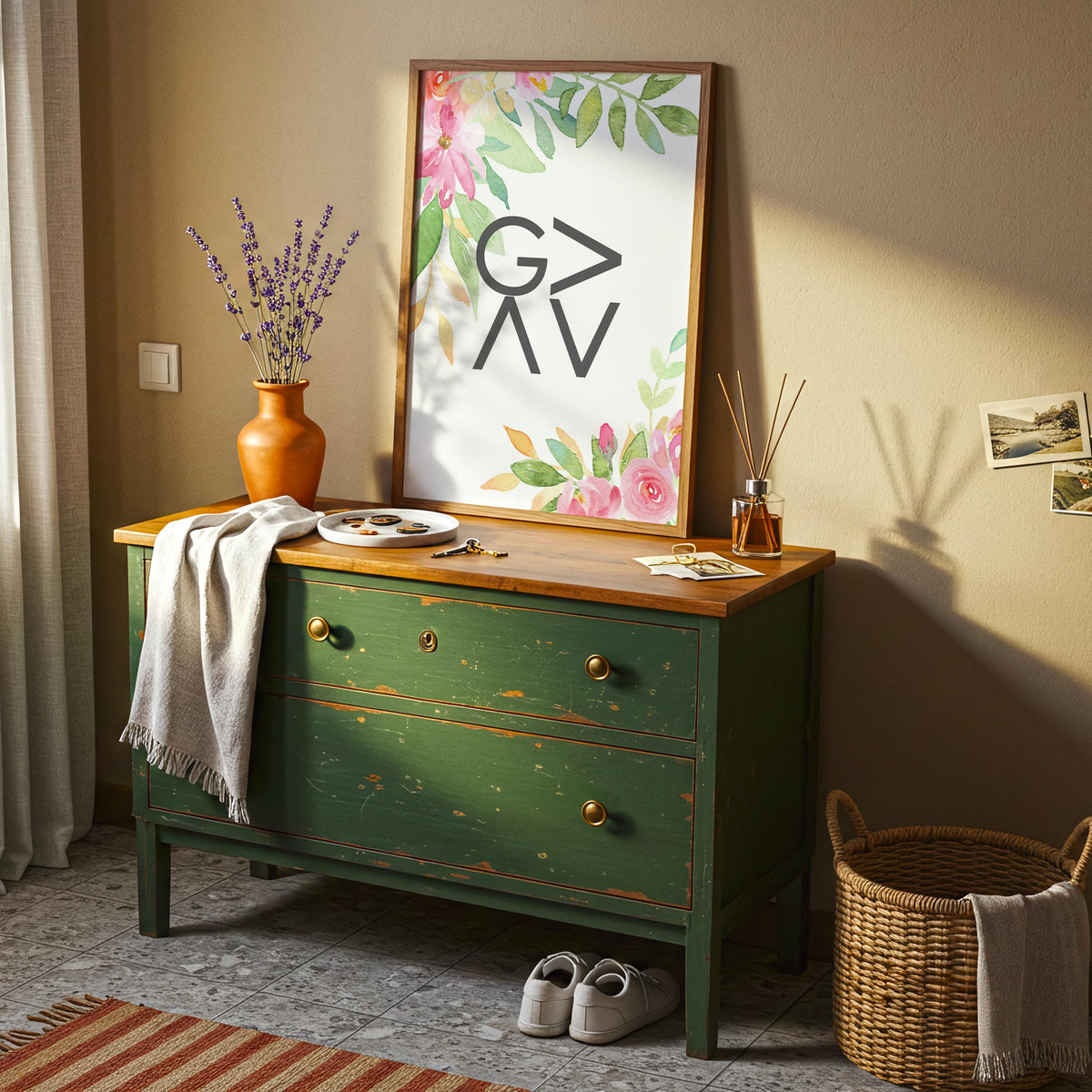 God Is Greater Than The Highs And Lows – Faith inspired wall art print with botanical watercolour design offering comfort and hope.