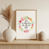 Psalm 46:5 – God is within her Christian wall art with pretty floral design and empowering scripture.