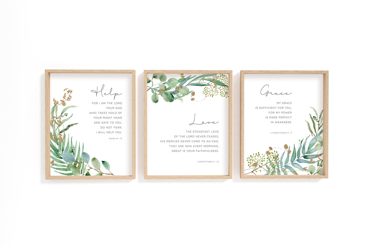 Lamentations 3:23 - Promises of God Bible verse wall art featuring botanical watercolour florals, great is your faithfulness Christian decor.