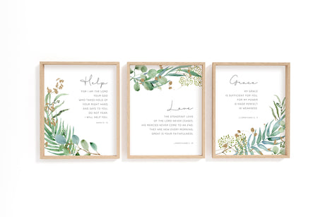 Lamentations 3:23 - Promises of God Bible verse wall art featuring botanical watercolour florals, great is your faithfulness Christian decor.