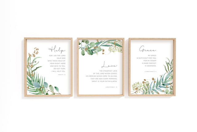 Lamentations 3:23 - Promises of God Bible verse wall art featuring botanical watercolour florals, great is your faithfulness Christian decor.