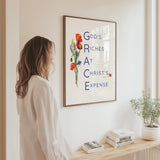 GRACE - Inspirational Christian wall art with floral design and meaningful faith message about God’s grace and love.