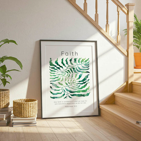 Hebrews 11:1 - Botanical Bible verse picture with soft watercolour vines winding gently across the page.