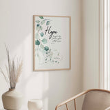 Romans 12:12 – Bible verse wall art featuring leaves and scripture about hope and prayer.