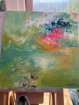 Painting echoes in still water - work in progress - at the start