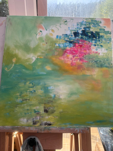 Painting echoes in still water - work in progress - at the start