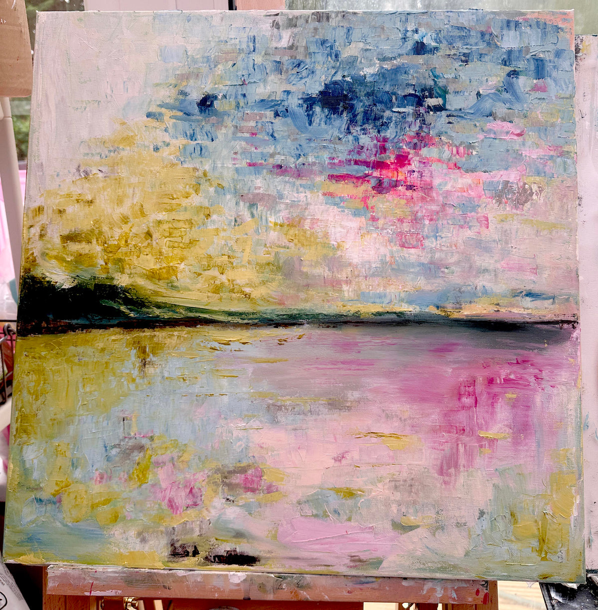 Painting echoes in still water - work in progress picture