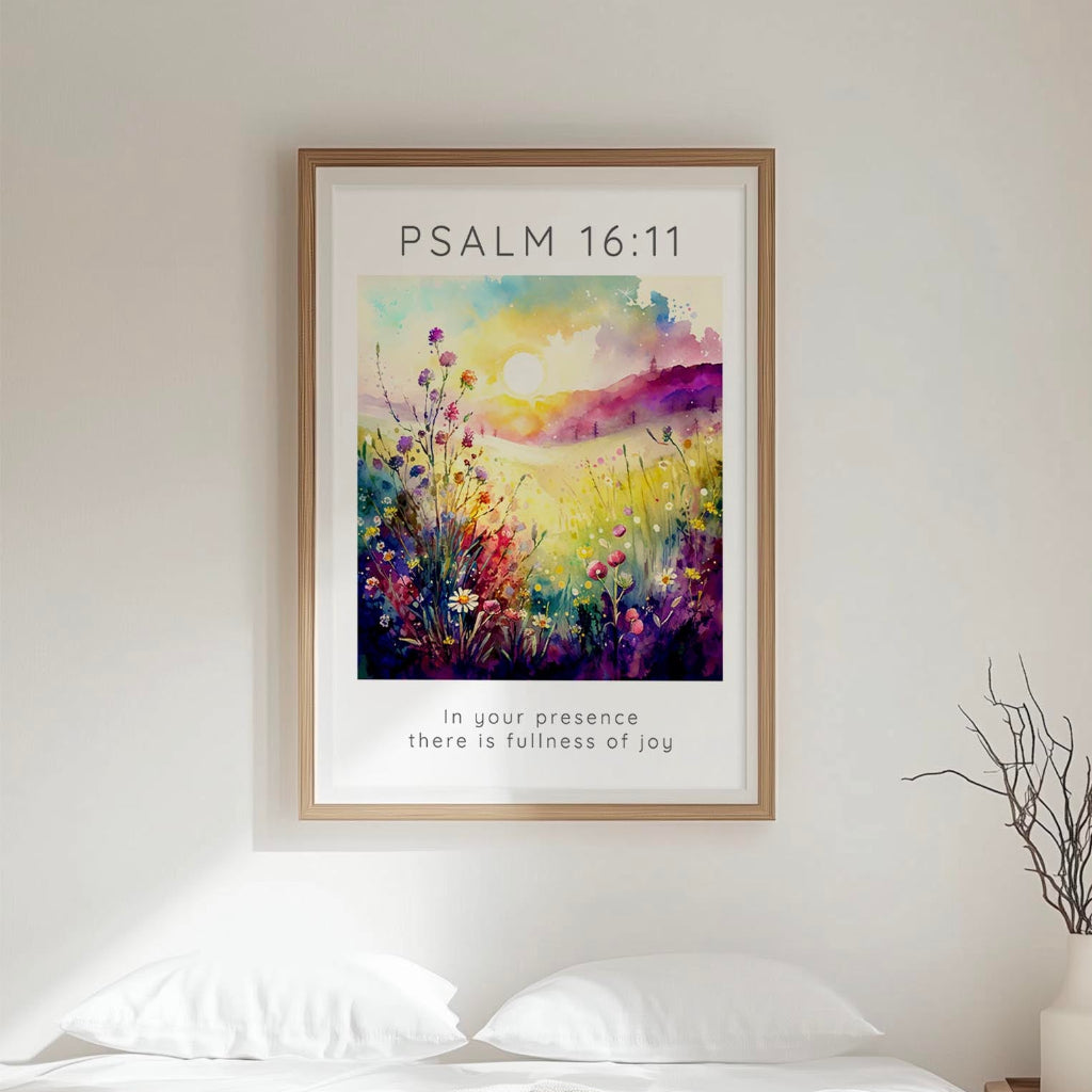 ‘In Your Presence There Is Fullness Of Joy’ – Uplifting scripture art celebrating joy in God’s presence.