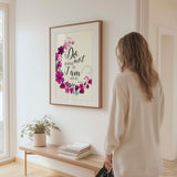 Isaiah 43:5 – Do not be afraid Christian wall art with burgundy floral design and comforting scripture.