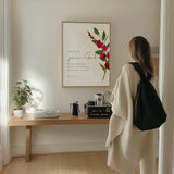 Matthew 22:37 - Love the Lord your God Christian wall art with red burgundy watercolour flower, Bible verse faith decor.