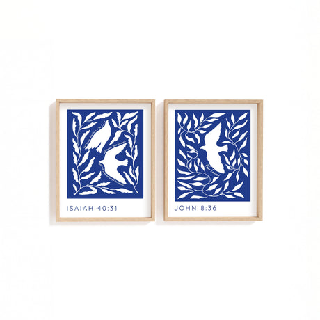 John 8:36 – Free Indeed Bible verse bird print.