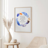 Isaiah 6:8 - Here I Am Send Me Bible verse print with colourful watercolour feather wreath Christian encouragement wall art.