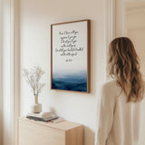 John 14:27 – Peace I leave with you Christian wall art print with ocean watercolour design.