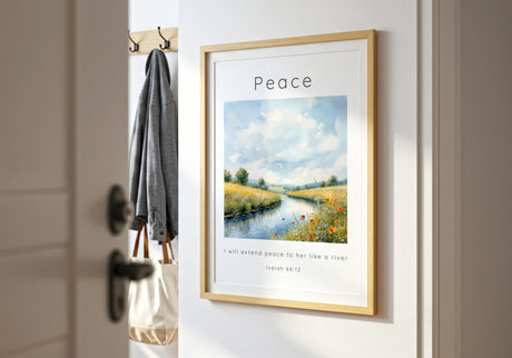 Isaiah 66:12 – Countryside river scene reflecting peace like a river Bible verse.