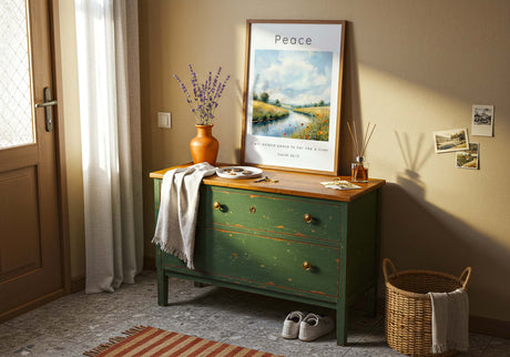 Isaiah 66:12 – Christian home print with gentle river and wildflowers.