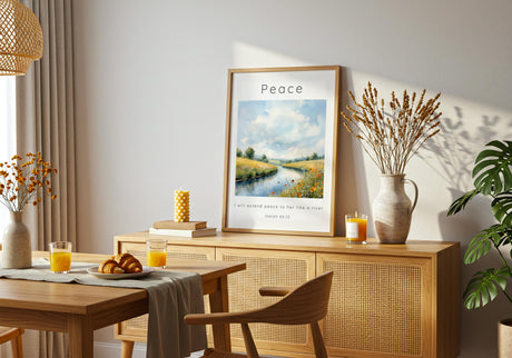 Isaiah 66:12 – Christian decor featuring river flowing through countryside.