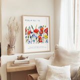 Psalm 92:13 - Christian scripture wall art print with floral meadow artwork symbolising growth faith and flourishing.