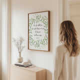 For He Shall Give His Angels Psalm 91:11 Bible verse wall art print with green wreath design symbolising divine protection.