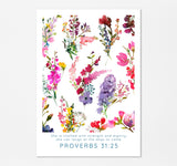 Inspirational wall art for home, Colourful scripture print, Christian home decor gift idea, Encouraging verse wall decor