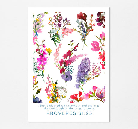 Inspirational wall art for home, Colourful scripture print, Christian home decor gift idea, Encouraging verse wall decor