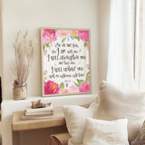 Isaiah 41:10 - So do not fear for I am with you Bible verse print with pink watercolour floral wreath Christian wall art.