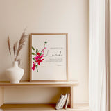 Psalm 37:4 - Christian wall art print with take delight in the Lord scripture and elegant red orchid illustration.