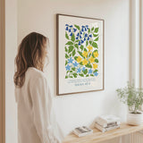 Isaiah 40:8 - The grass withers Christian wall art with blue and yellow design, Bible verse faith decor for home.