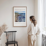Blue beach scene Bible verse print, ideal for a prayer space or Christian home decor.