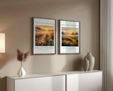 Psalm 118:24 – Christian wall art print set with meadow sunrise design and Bible verse about rejoicing and gratitude.